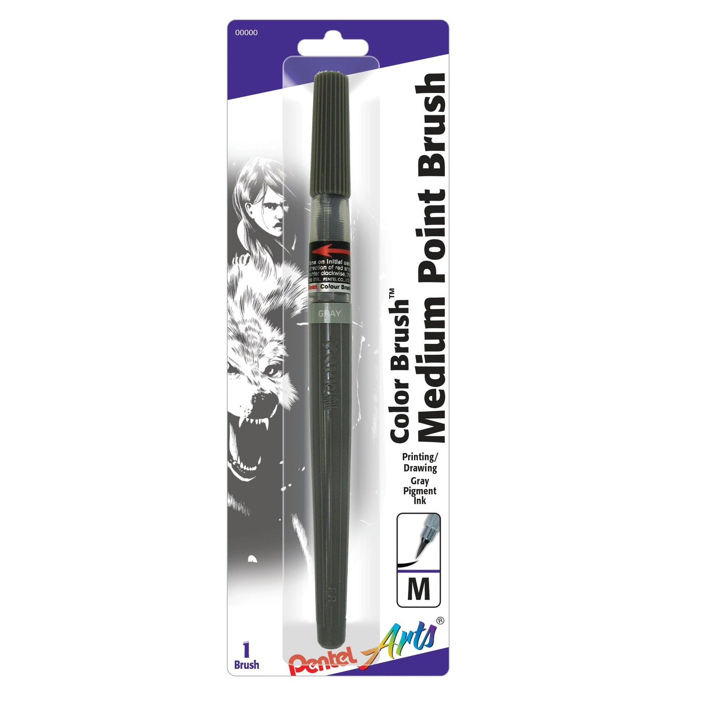 Pentel Arts Color Brush with Pigment Ink, Gray Ink, 1-pk (GFPBP137)