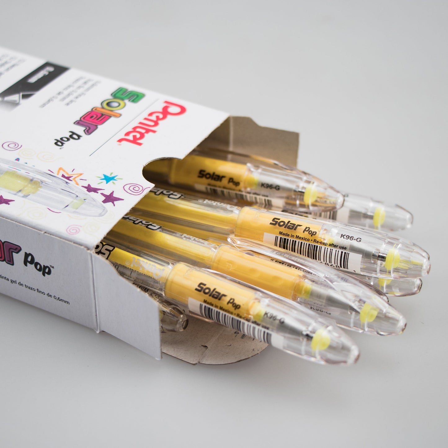 Solar Pop Neon Gel Pen, (0.6mm) Medium Line, Yellow Ink (K96-G)