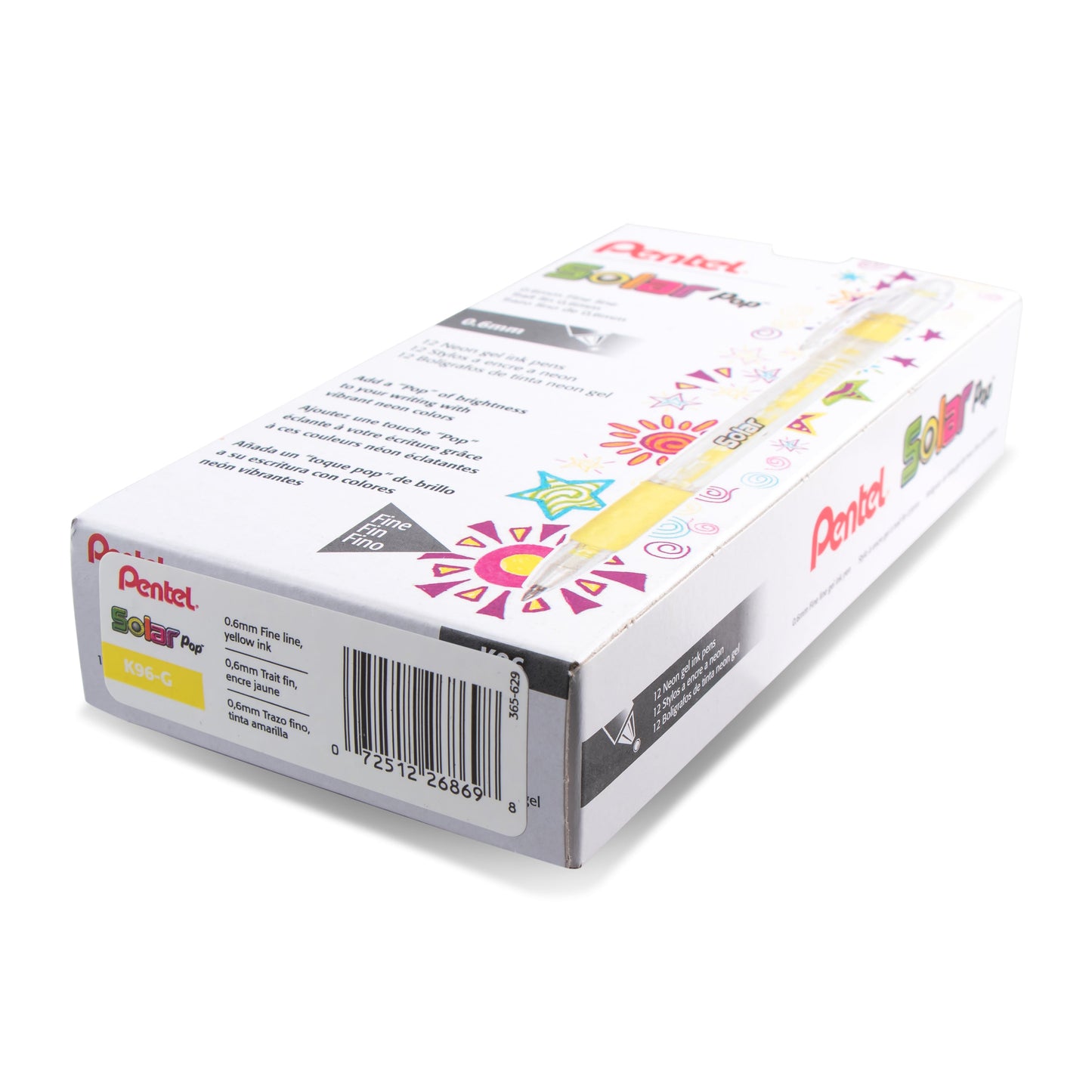Solar Pop Neon Gel Pen, (0.6mm) Medium Line, Yellow Ink (K96-G)