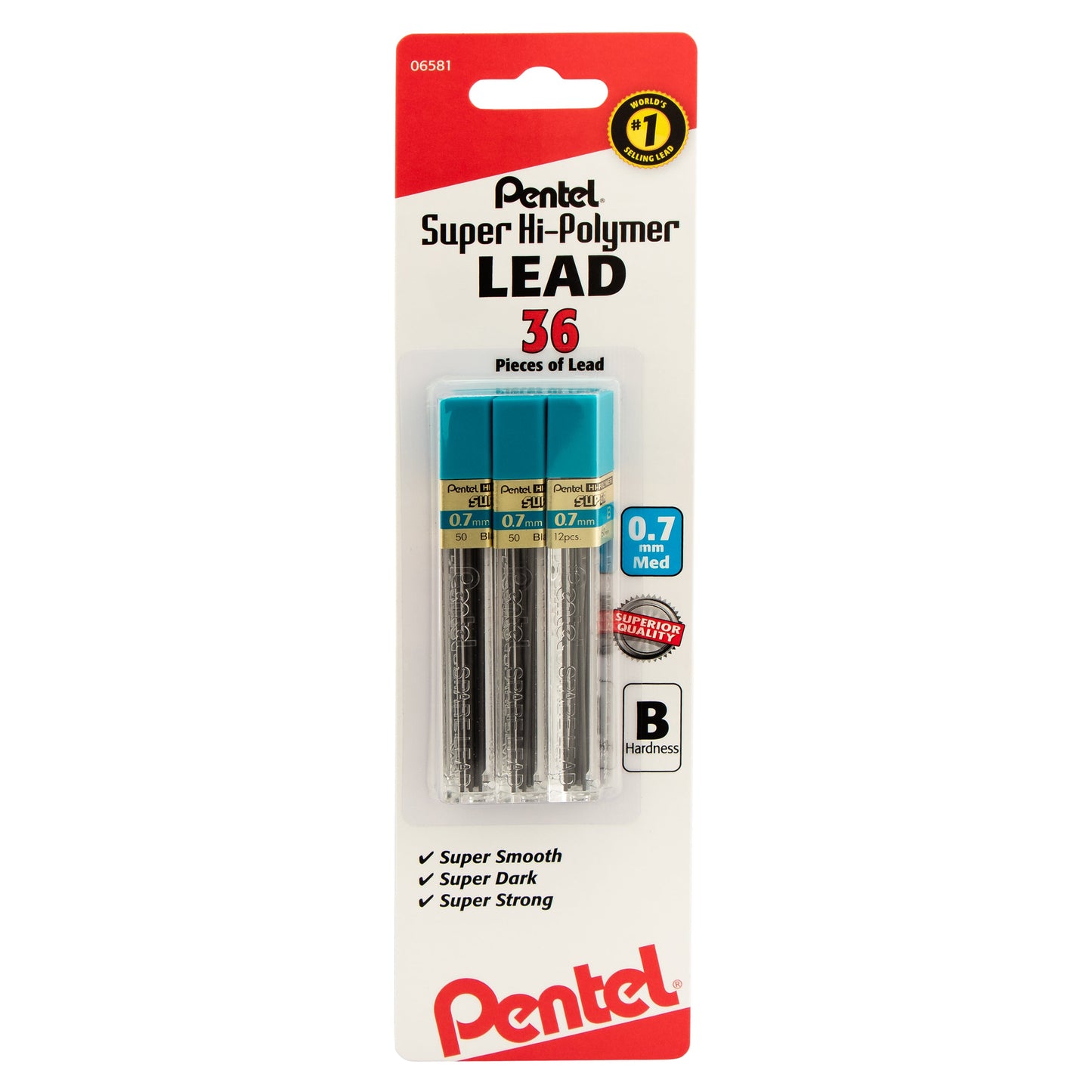 Super Hi-Polymer Lead Refill (0.7mm), B 12 pcs/Tube 3-Pk (L50BP3B-K6)