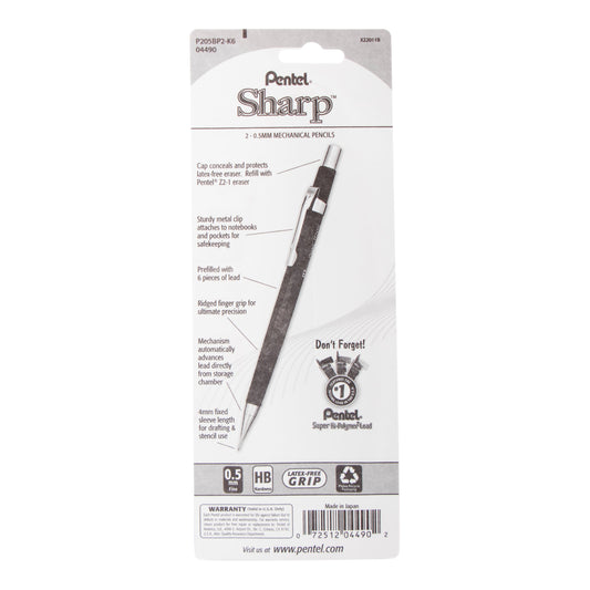 Sharp Mechanical Pencil (0.5mm) 2-Pk (P205BP2-K6)