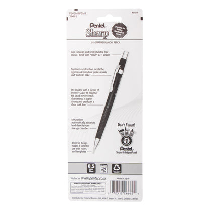 Sharp Mechanical Pencil (0.5mm) Metallic Barrels, Assorted Barrel Colors (MC/MV), 2-Pk (P205MBP2M1)