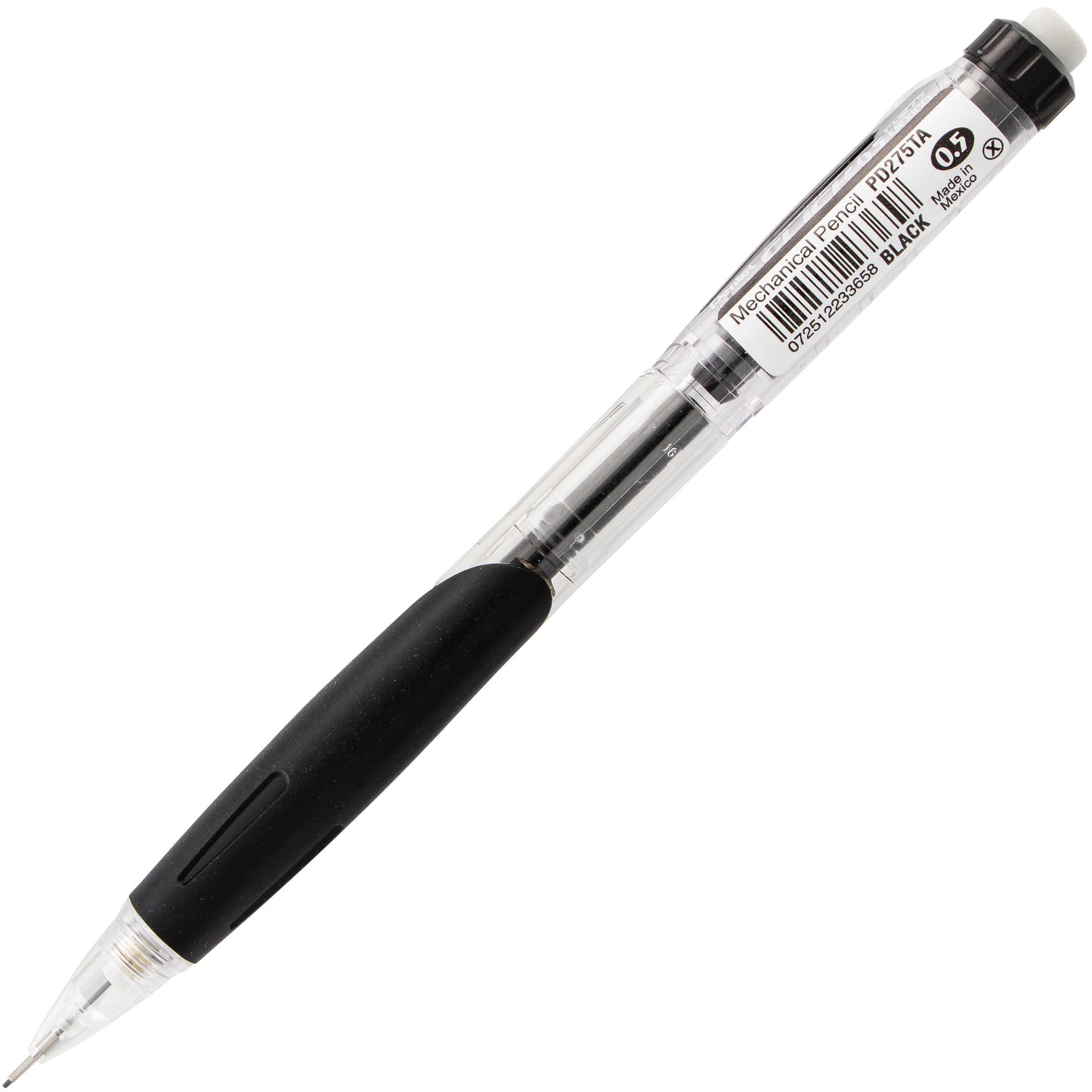 Twist-Erase Click Mechanical Pencil (0.5mm) Clear Barrel, Black Grip (PD275TA)