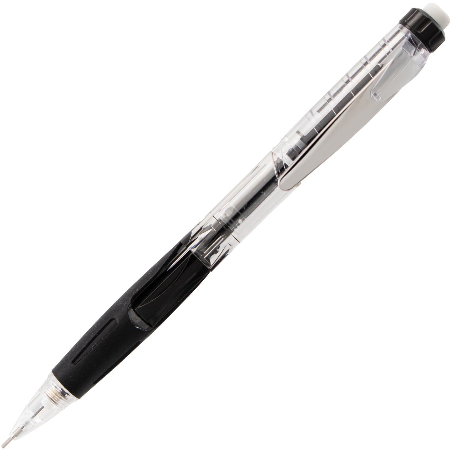 Twist-Erase Click Mechanical Pencil (0.5mm) Clear Barrel, Black Grip (PD275TA)