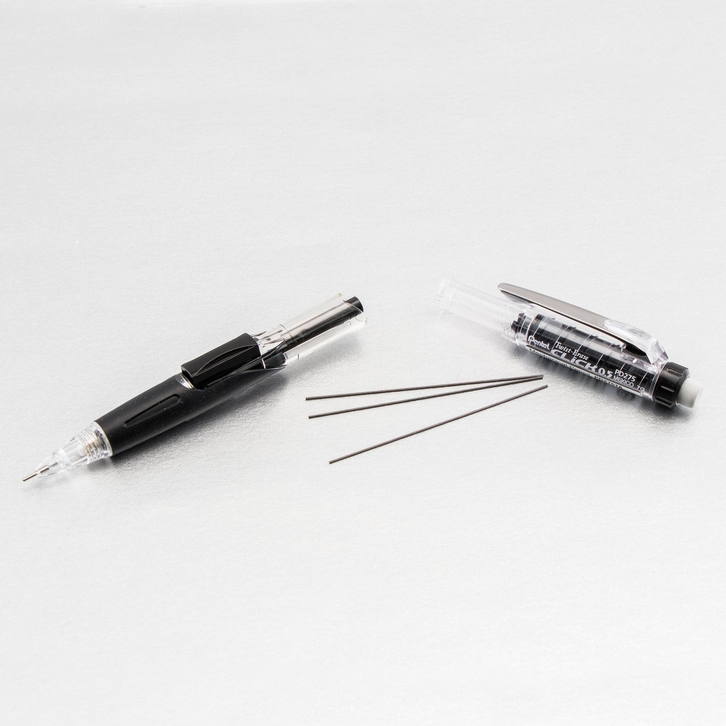 Twist-Erase Click Mechanical Pencil (0.5mm) Clear Barrel, Black Grip (PD275TA)