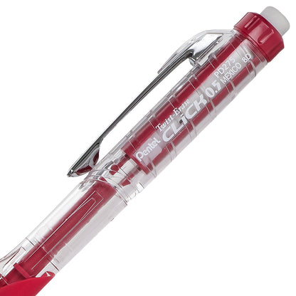 Twist-Erase Click Mechanical Pencil (0.5mm) Clear Barrel, Red Grip (PD275TB)