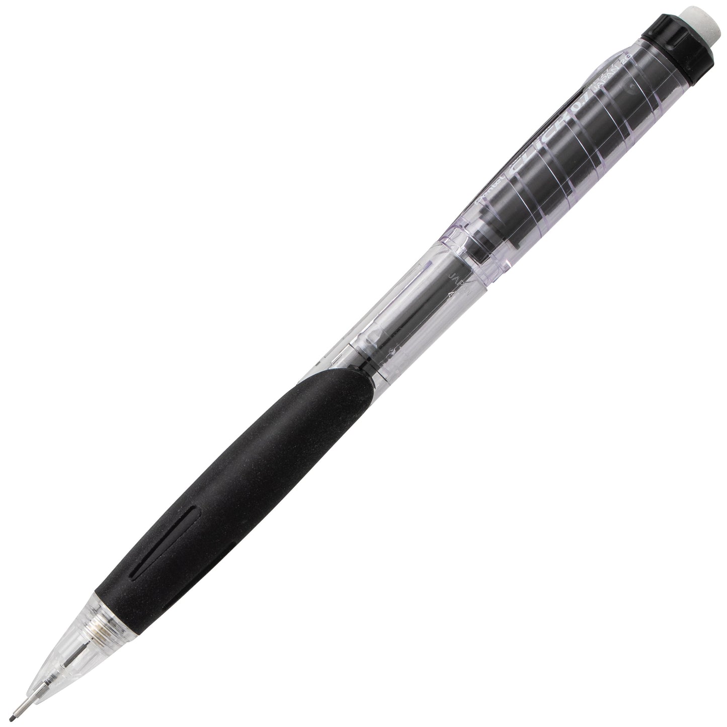 Twist-Erase Click Mechanical Pencil (0.7mm) Clear Barrel, Black Grip (PD277TA)