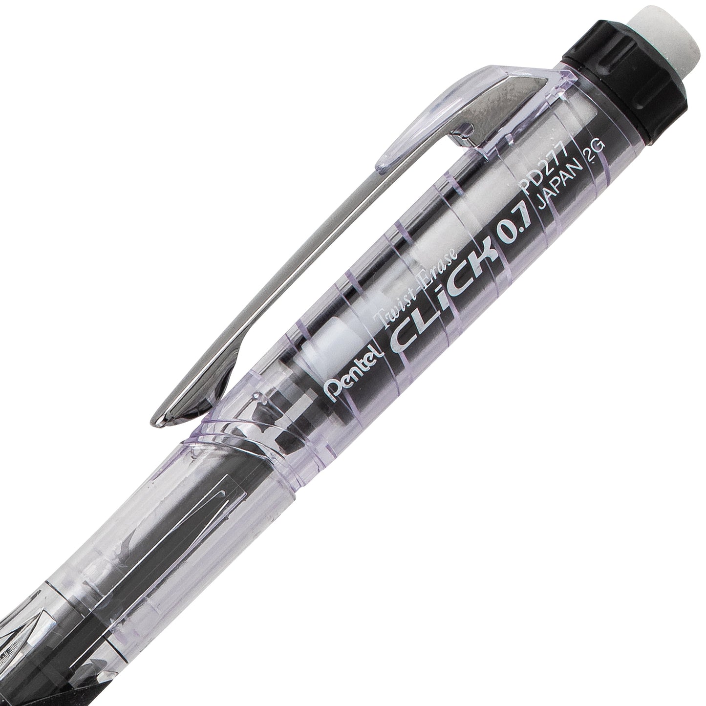 Twist-Erase Click Mechanical Pencil (0.7mm) Clear Barrel, Black Grip (PD277TA)
