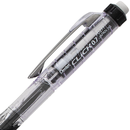 Twist-Erase Click Mechanical Pencil (0.7mm) Clear Barrel, Black Grip (PD277TA)