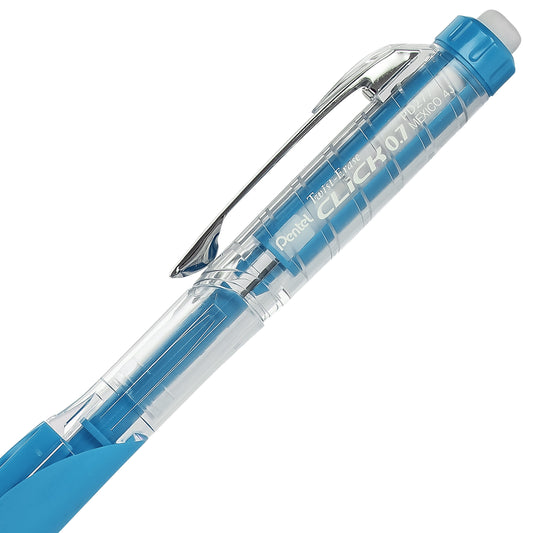 Twist-Erase CLICK  Mechanical Pencil, (0.7mm), Clear Barrel, Sky Blue Grip (PD277TS)