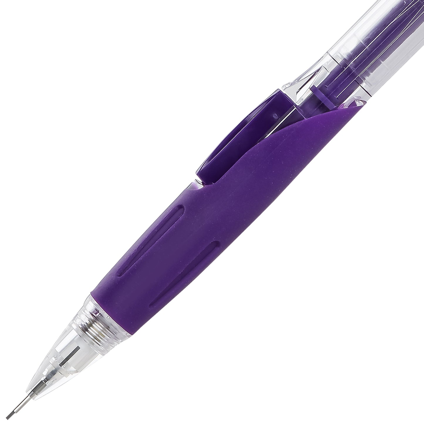 Twist-Erase Click Mechanical Pencil (0.7mm) Clear Barrel, Violet Grip (PD277TV)