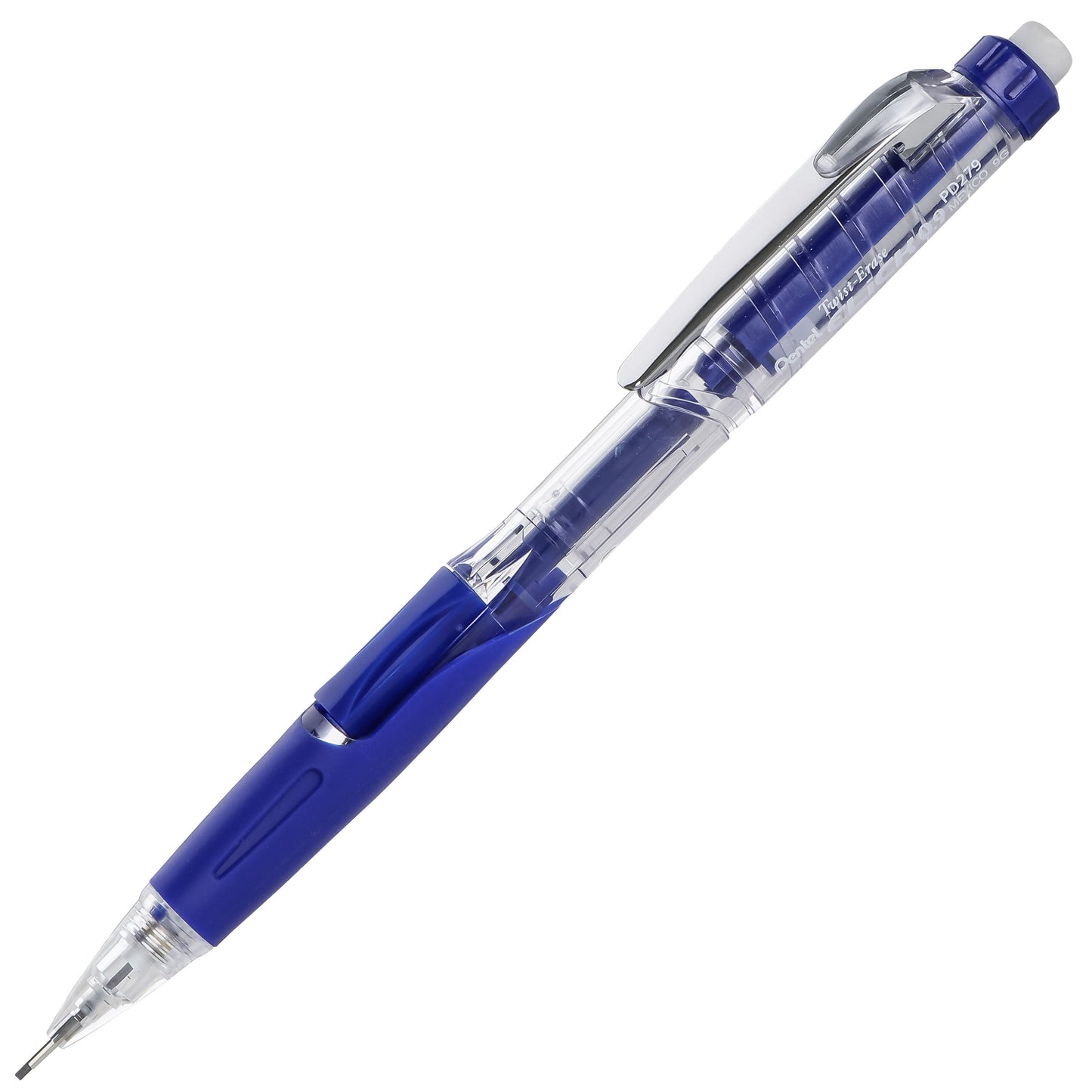 Twist-Erase Click Mechanical Pencil (0.9mm) Clear Barrel, Blue Grip (PD279TC)