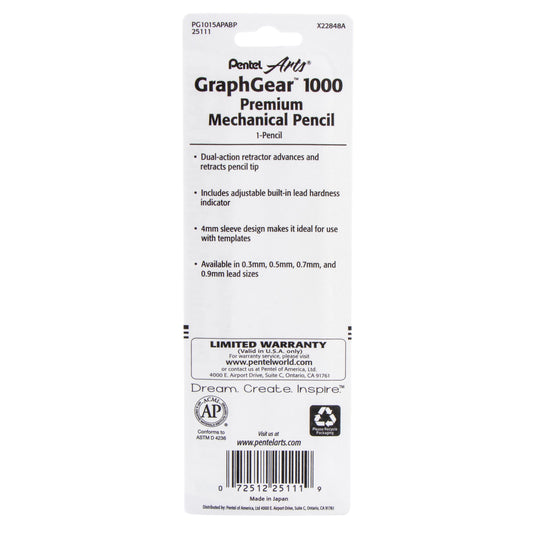 Pentel Arts GraphGear 1000 Automatic Drafting Pencil (0.5mm), 1-Pk (PG1015APABP)