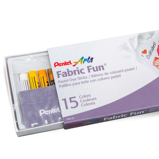 Pentel Arts Fabric Fun Pastel Dye Sticks - 15 Color Set (PTS-15)