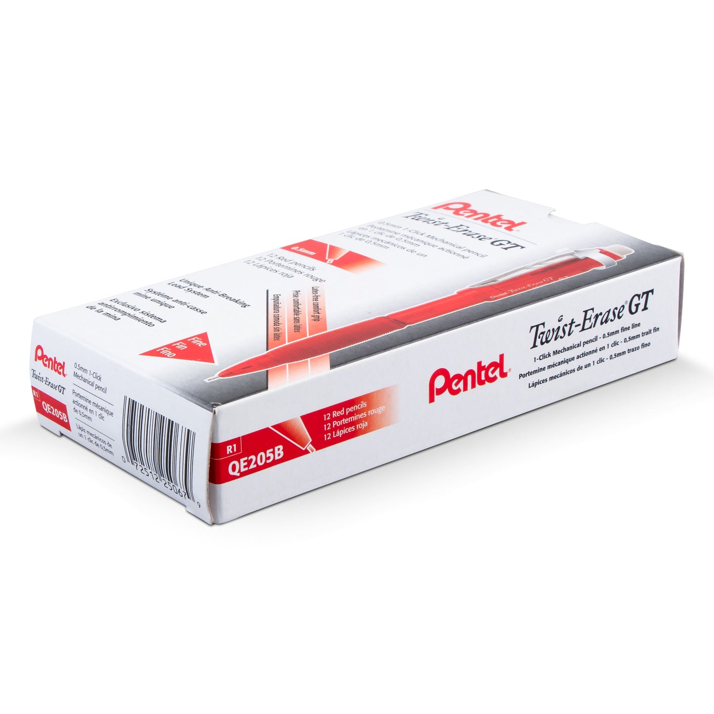 Twist-Erase GT (0.5mm) 1-CLICK Mechanical Pencil Transparent Red barrel (QE205B)