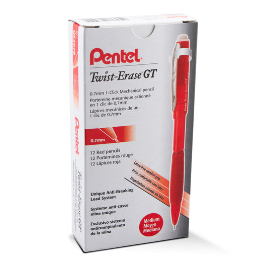 Twist-Erase GT (0.7mm) 1-CLICK Mechanical Pencil Transparent Red (QE207B)