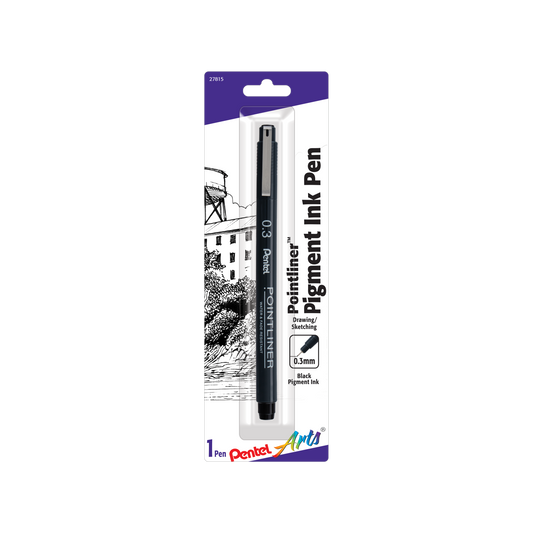 Pentel Arts Pointliner Pen, 1-Pack, 0.3mm, Black Ink (S20P3BPA)