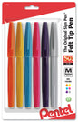 Sign Pen Assorted Ink (F/G/S/P/V/N) 6-Pk , Red Card (S520RBP6M)