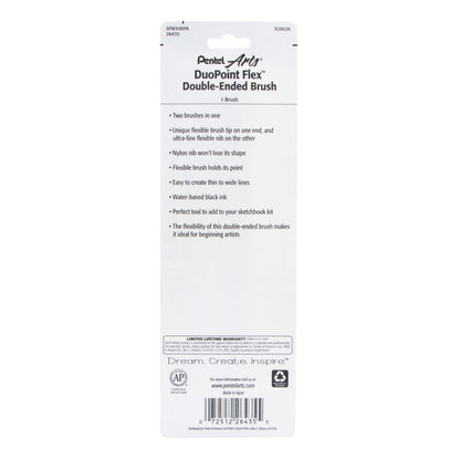 Pentel Arts DuoPoint FlexÃƒÆ’Ã‚Â¢ÃƒÂ¢Ã¢â€šÂ¬Ã…Â¾Ãƒâ€šÃ‚Â¢ Double Ended Brush, Black Ink, 1-Pk Carded (SFW34BPA)