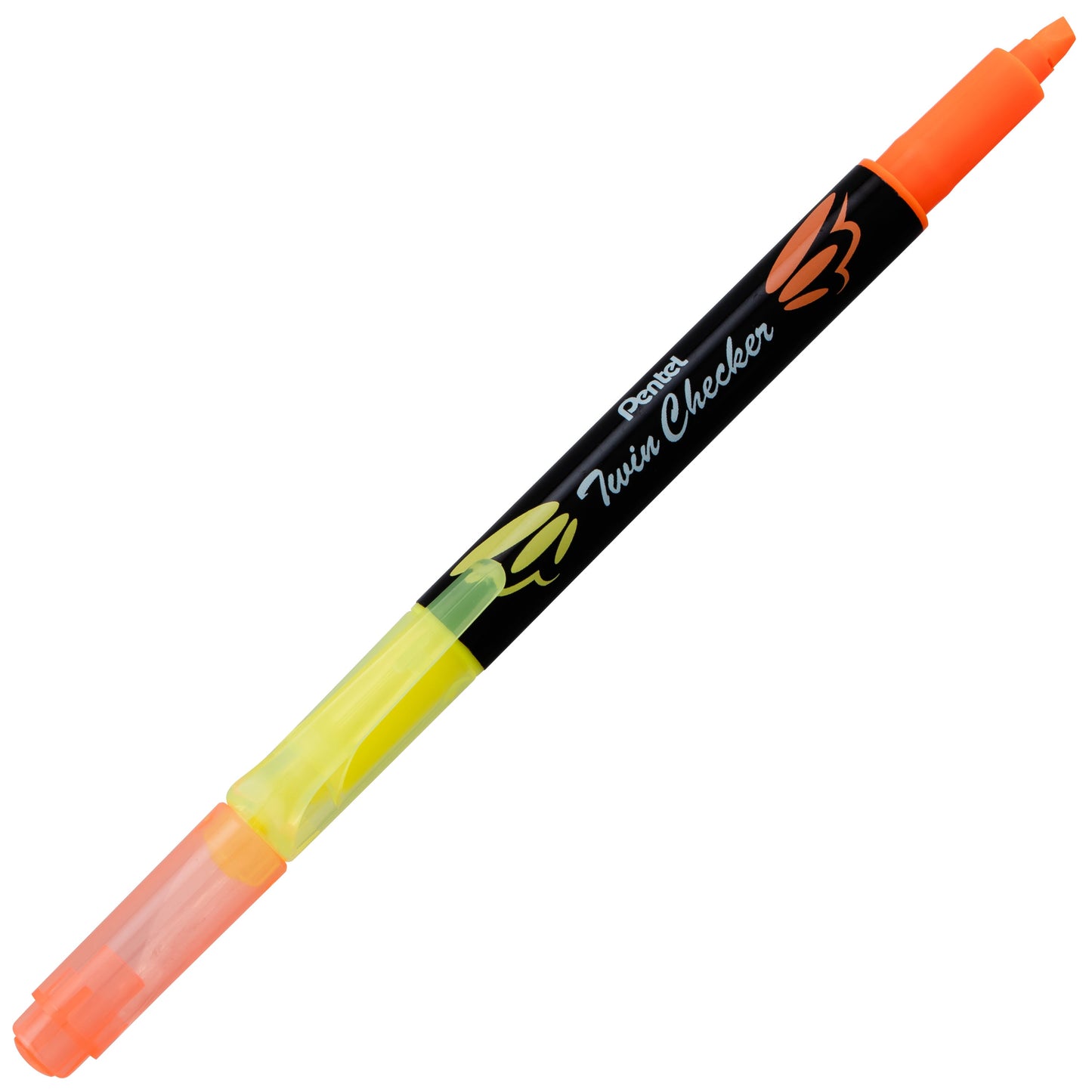 Twin Checker Dual-tip Highlighter, Chisel Tip, Yellow/Orange Ink (SLW8-GF)