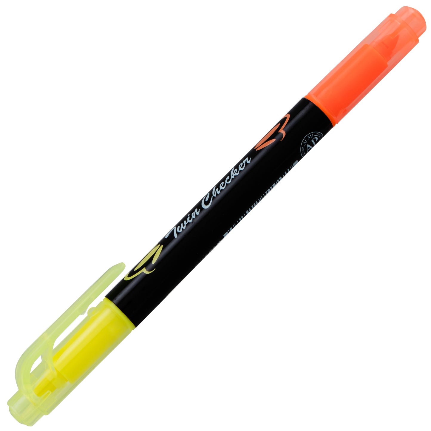 Twin Checker Dual-tip Highlighter, Chisel Tip, Yellow/Orange Ink (SLW8-GF)