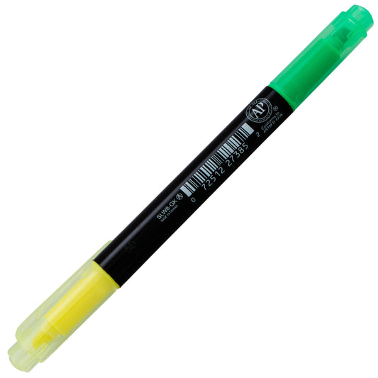 Twin Checker Dual-tip Highlighter, Chisel Tip, Yellow/Green Ink (SLW8-GK)