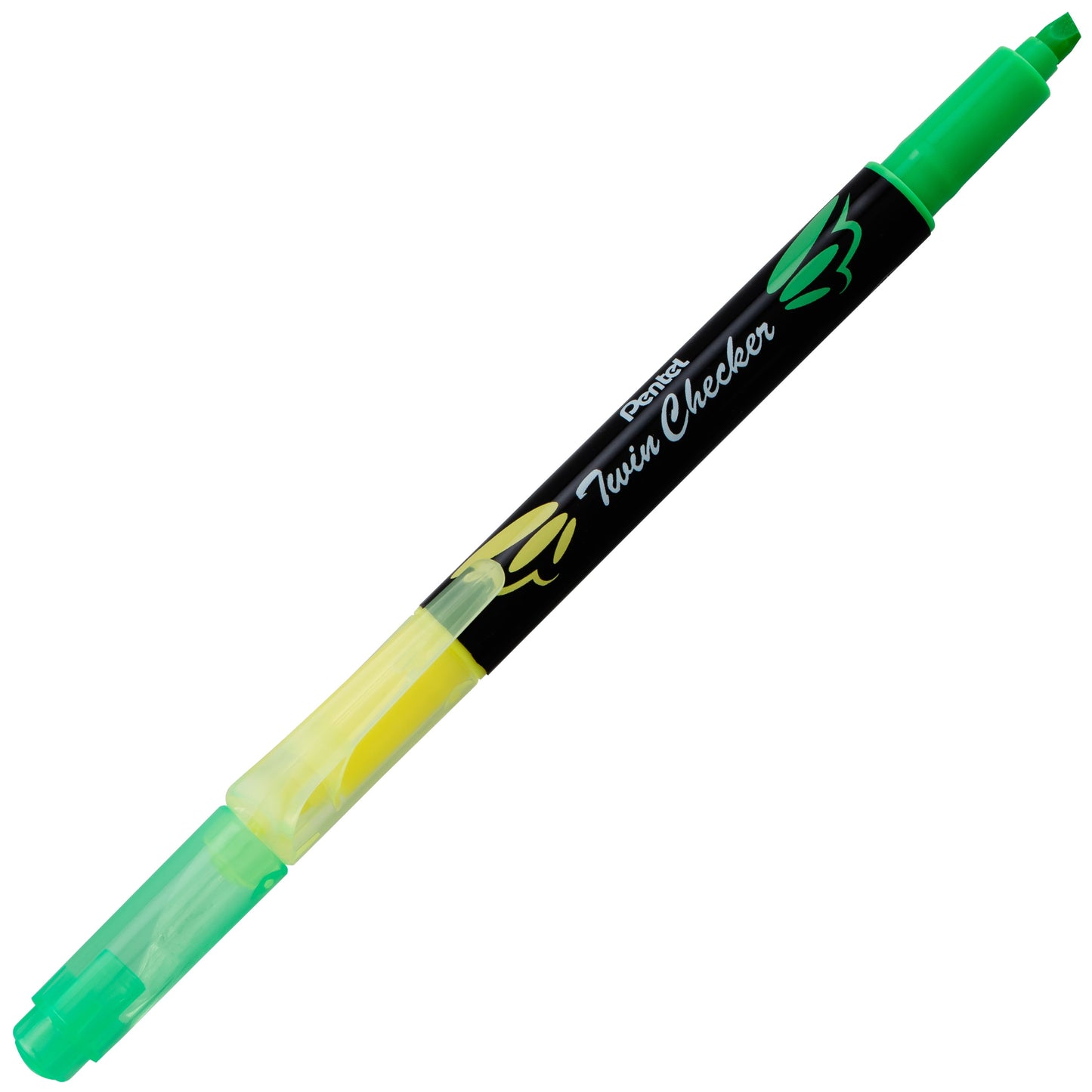Twin Checker Dual-tip Highlighter, Chisel Tip, Yellow/Green Ink (SLW8-GK)