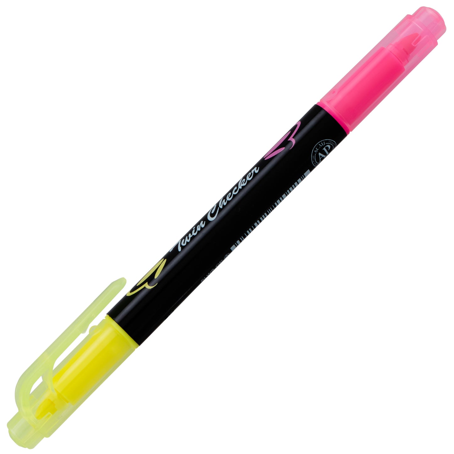 Twin Checker Dual-tip Highlighter, Chisel Tip, Yellow/Pink Ink (SLW8-GP)