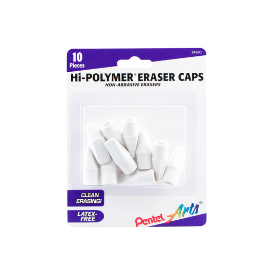 Pentel Arts Hi-Polymer White Cap Erasers10-Pk (ZEH02PABP10)