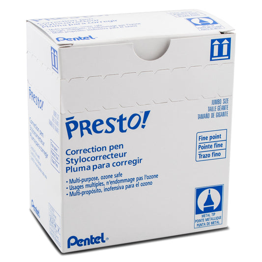Presto! Jumbo Correction Pen Fine Point Metal Tip 12 ml/0.4 fl.oz. (ZL31-W)